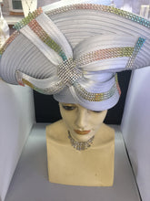 Load image into Gallery viewer, Grey Ribbon Multi Stone Church Hat
