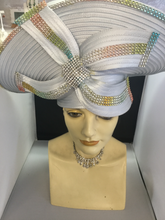 Load image into Gallery viewer, Grey Ribbon Multi Stone Church Hat
