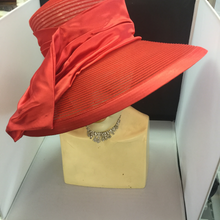 Load image into Gallery viewer, Red Satin Wrap Church Hat
