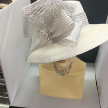 Load image into Gallery viewer, White/ Metallic Hat With Bow
