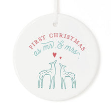 Load image into Gallery viewer, First Christmas as Mr. and Mrs. with Deer Ornament with Ribbon and Complimentary Gift Box
