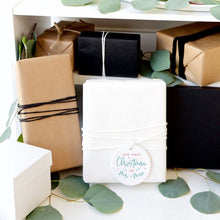Load image into Gallery viewer, Modern Our First Christmas as Mr. and Mrs. Ornament with Ribbon and Complimentary Gift Box
